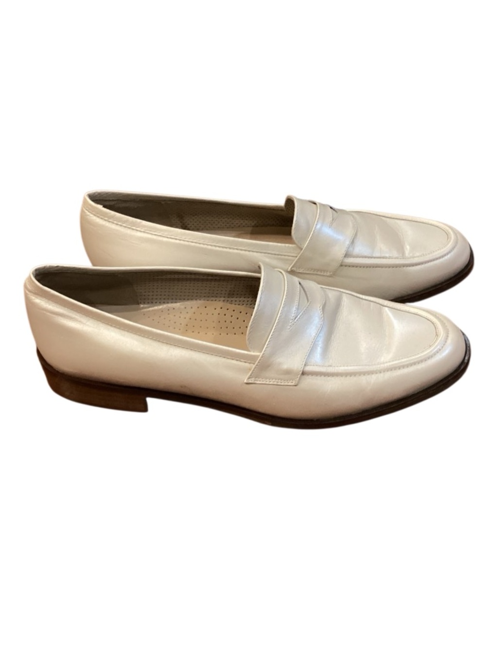 Amalfi Made in Italy Pearl white leather penny loafers size 8.5 - Picture 8 of 9